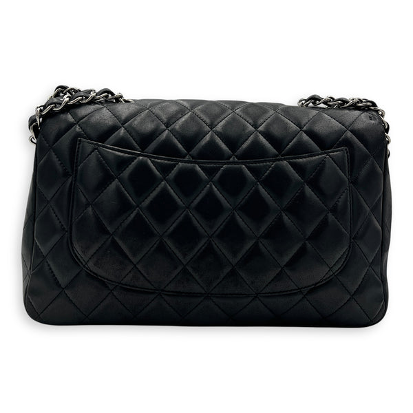 Classic Shoulder Bag Jumbo Black in Lambskin, Silver hardware