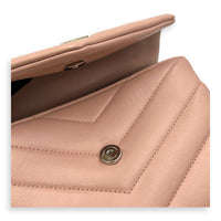 Loulou Shoulder Bag Pink in Lambskin, Silver hardware