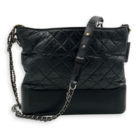 Gabrielle Shoulder Bag Black in Calfskin, Mixed hardware