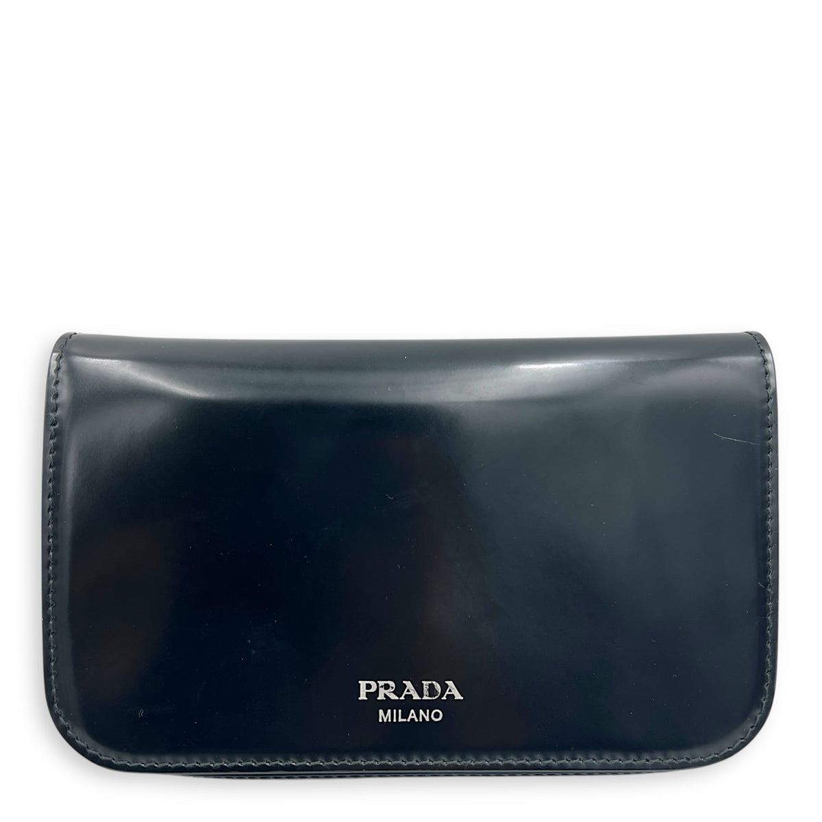 Logo Black Crossbody Bag in Box Calfskin, Silver hardware
