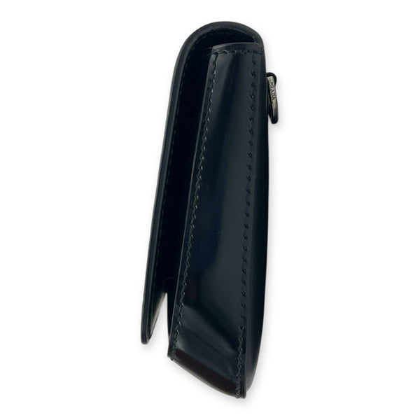 Logo Black Crossbody Bag in Box Calfskin, Silver hardware