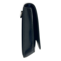 Logo Black Crossbody Bag in Box Calfskin, Silver hardware