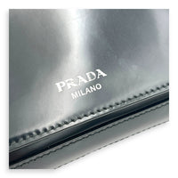 Logo Black Crossbody Bag in Box Calfskin, Silver hardware