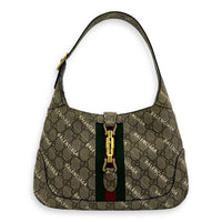 Jackie 1961 Grey Shoulder Bag in Coated Canvas, Gold hardware