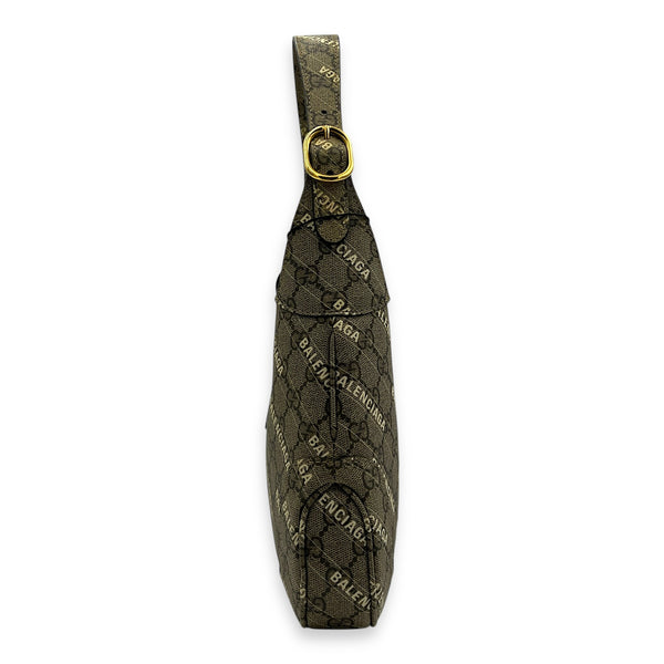 Jackie 1961 Grey Shoulder Bag in Coated Canvas, Gold hardware