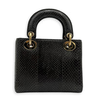 Lady Dior Top Handle Bag Mini Grey in Python Leather, Gold hardware
