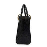 Lady Dior Top Handle Bag Mini Grey in Python Leather, Gold hardware