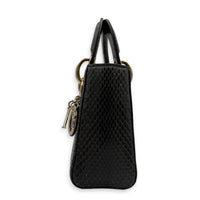 Lady Dior Top Handle Bag Mini Grey in Python Leather, Gold hardware
