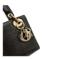 Lady Dior Top Handle Bag Mini Grey in Python Leather, Gold hardware