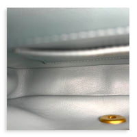 Mini Square Blue Shoulder Bag in Calfskin, Gold Enamel hardware