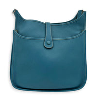 Evelyne III Blue Shoulder Bag in Clemence, Silver hardware
