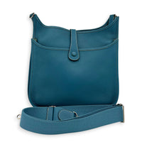 Evelyne III Blue Shoulder Bag in Clemence, Silver hardware