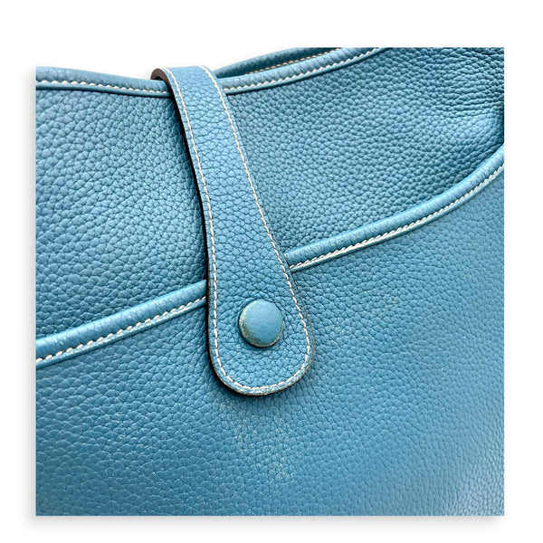 Evelyne III Blue Shoulder Bag in Clemence, Silver hardware