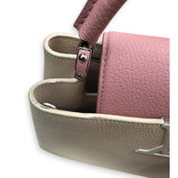 Capucines Top Handle Bag Beige in Taurillon Leather, Gold hardware