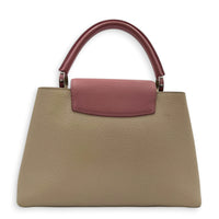 Capucines Top Handle Bag Beige in Taurillon Leather, Gold hardware
