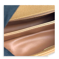 Coco Handle Quilted Top Handle Bag Brown in Caviar Leather, Gold hardware