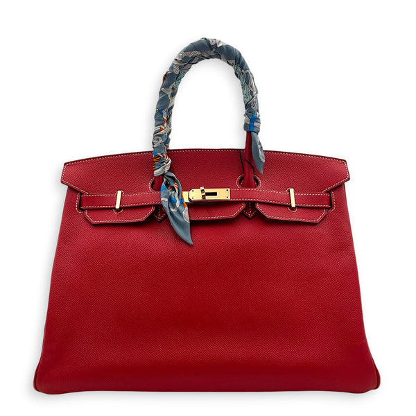 Birkin 35 Rouge Casaque Top Handle Bag in Epsom, Permabrass hardware