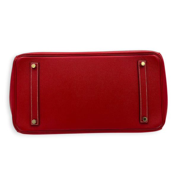 Birkin 35 Rouge Casaque Top Handle Bag in Epsom, Permabrass hardware
