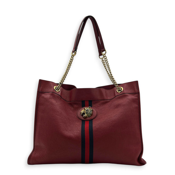 Rajah Tote Bag Red in Calfskin, Gold hardware