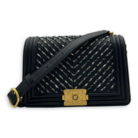 Boy Belt Bag Black in Calfskin, Gold hardware