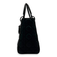 Lady Dior Top Handle Bag Medium Black in Lambskin, Gunmetal hardware