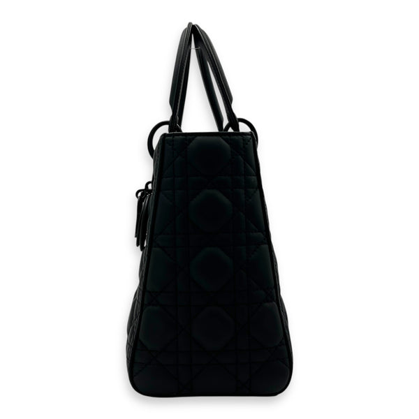 Lady Dior Top Handle Bag Medium Black in Lambskin, Gunmetal hardware
