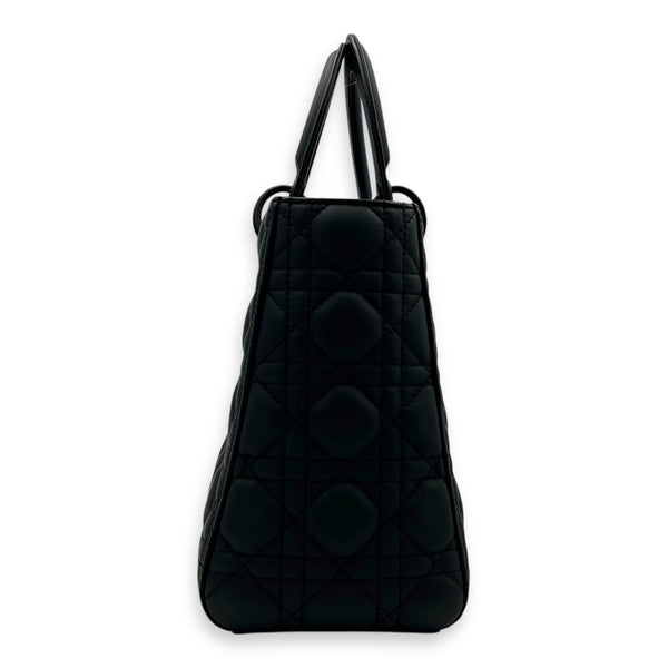 Lady Dior Top Handle Bag Medium Black in Lambskin, Gunmetal hardware