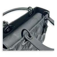Lady Dior Top Handle Bag Medium Black in Lambskin, Gunmetal hardware