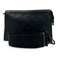 Gaston Wearable Wallet Crossbody Bag Black in Calfskin, Black hardware