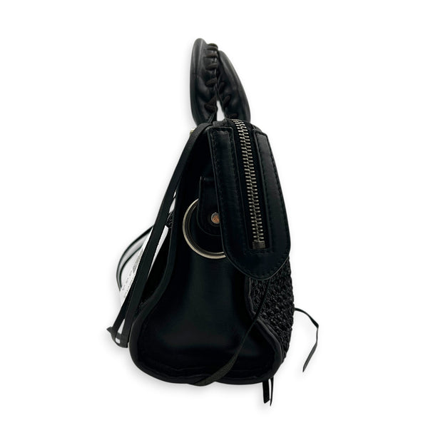 City Mini Woven Top Handle Bag in Mixed Calfskin, Silver hardware