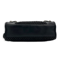 City Mini Woven Top Handle Bag in Mixed Calfskin, Silver hardware