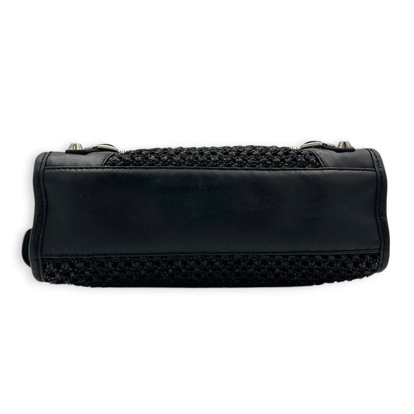 City Mini Woven Top Handle Bag in Mixed Calfskin, Silver hardware