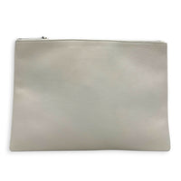 Logo White Pouch in Calfskin, Silver hardware