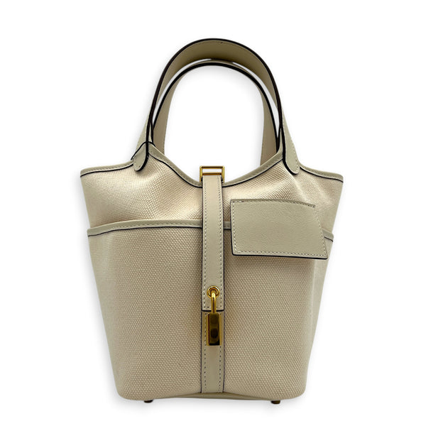Picotin Cargo 18 Nata Top Handle Bag in Canvas, Gold hardware