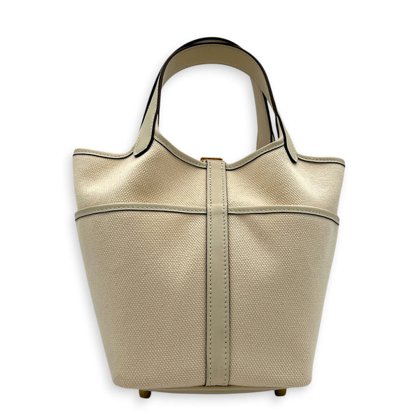 Picotin Cargo 18 Nata Top Handle Bag in Canvas, Gold hardware