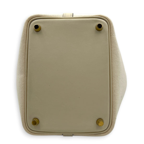 Picotin Cargo 18 Nata Top Handle Bag in Canvas, Gold hardware