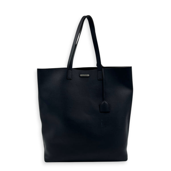 Logo Tote Bag Black in Calfskin, Silver hardware