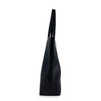 Logo Tote Bag Black in Calfskin, Silver hardware