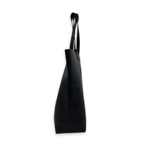 Logo Tote Bag Black in Calfskin, Silver hardware