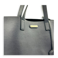 Logo Tote Bag Black in Calfskin, Silver hardware