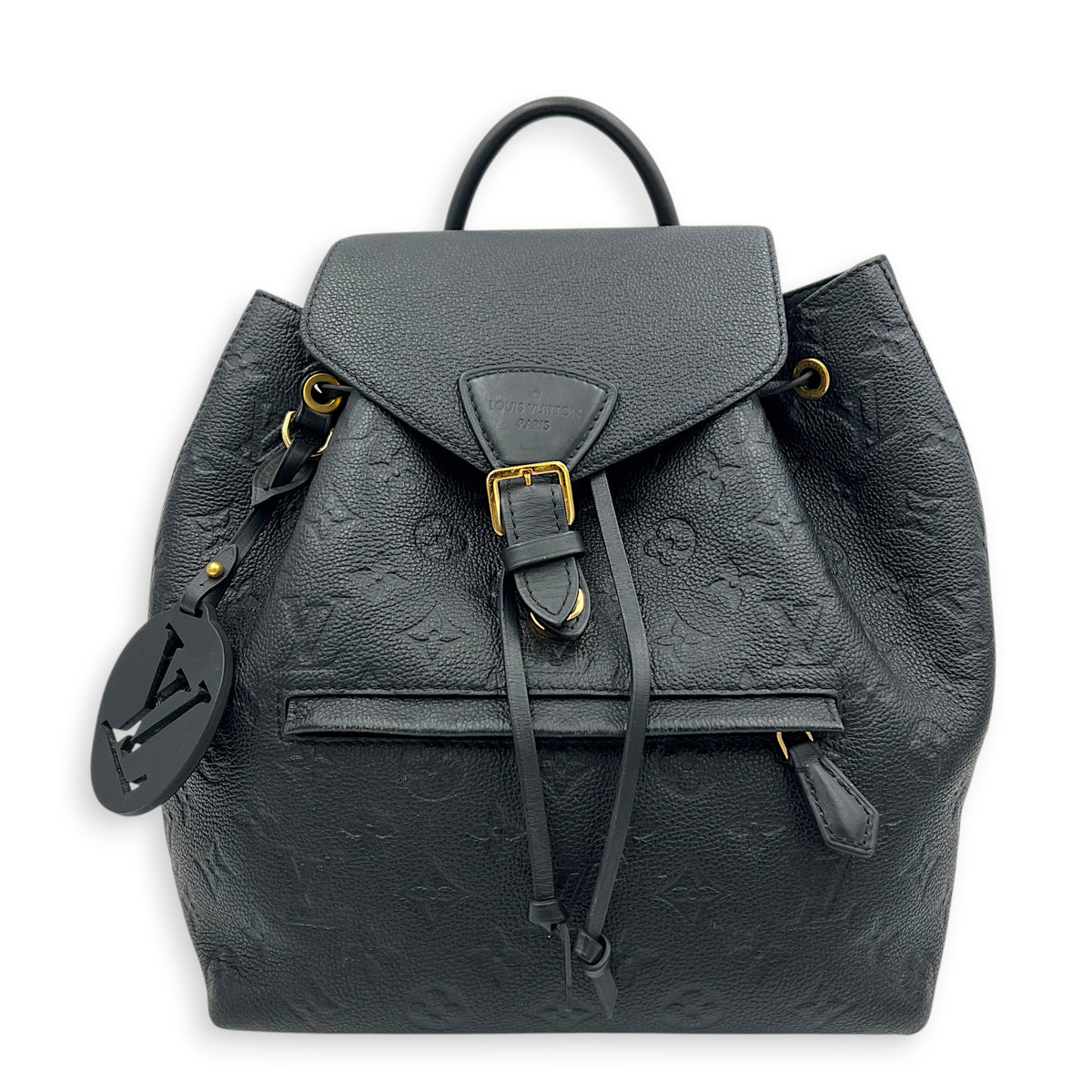 Montsouris Backpack Black in Empreinte Leather, Gold hardware