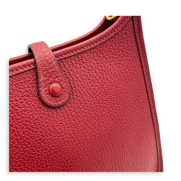 Evelyne Mini Rouge Grenat Crossbody Bag in Clemence, Gold hardware