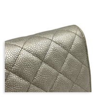 CC Silver Wallet On Chain in Caviar Leather, Silver hardware