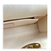 Lady D-Joy Small Beige Top Handle Bag in Canvas, Gold hardware