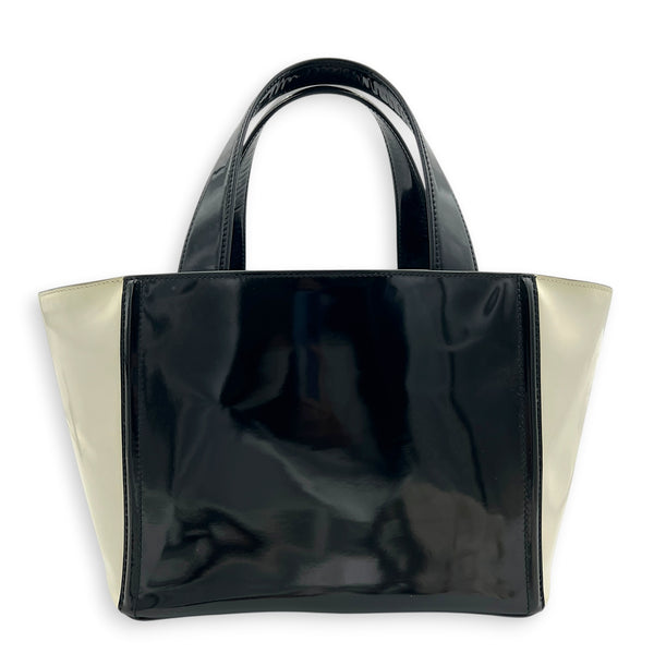 NA Top Handle Bag Black in Patent Leather, Silver hardware