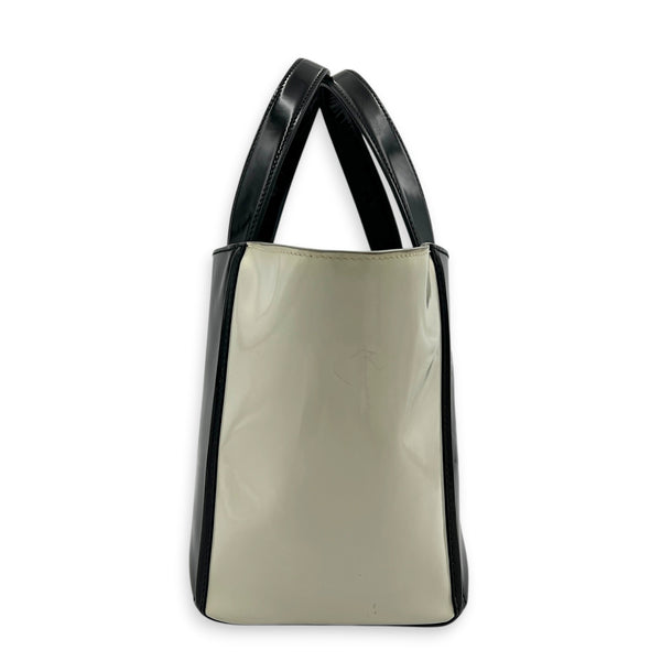 NA Top Handle Bag Black in Patent Leather, Silver hardware