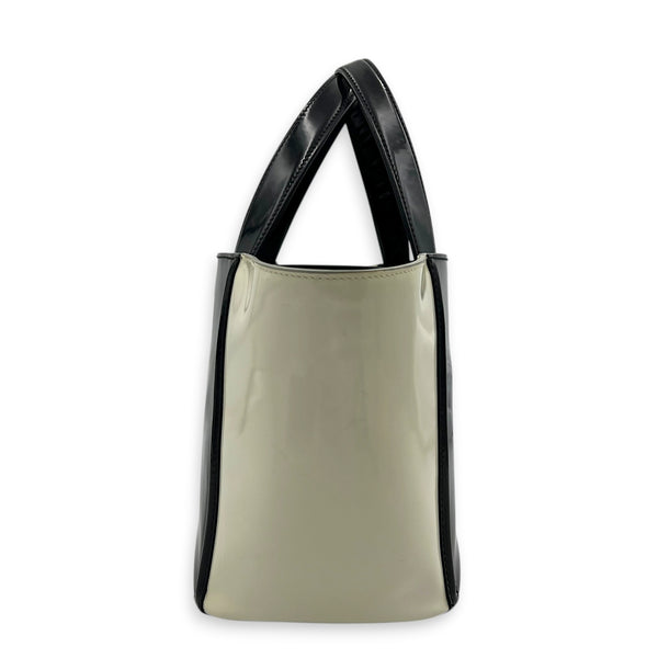 NA Top Handle Bag Black in Patent Leather, Silver hardware