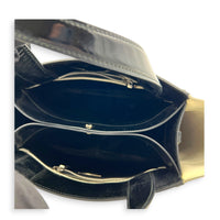 NA Top Handle Bag Black in Patent Leather, Silver hardware