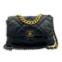 C19 Shoulder Bag Medium Black in Lambskin, Gold hardware
