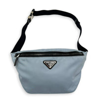 Logo Belt Bag Blue in Nylon, Silver hardware